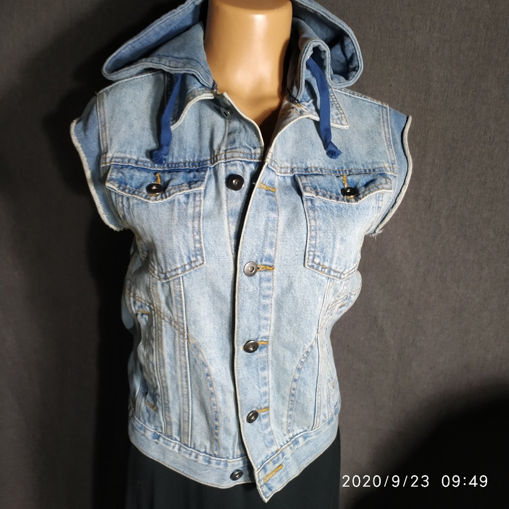 Sleeveless denim jacket hoodie Topman XS